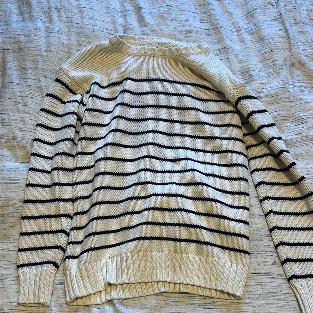 Aeropostale Cream and Black Striped Sweater